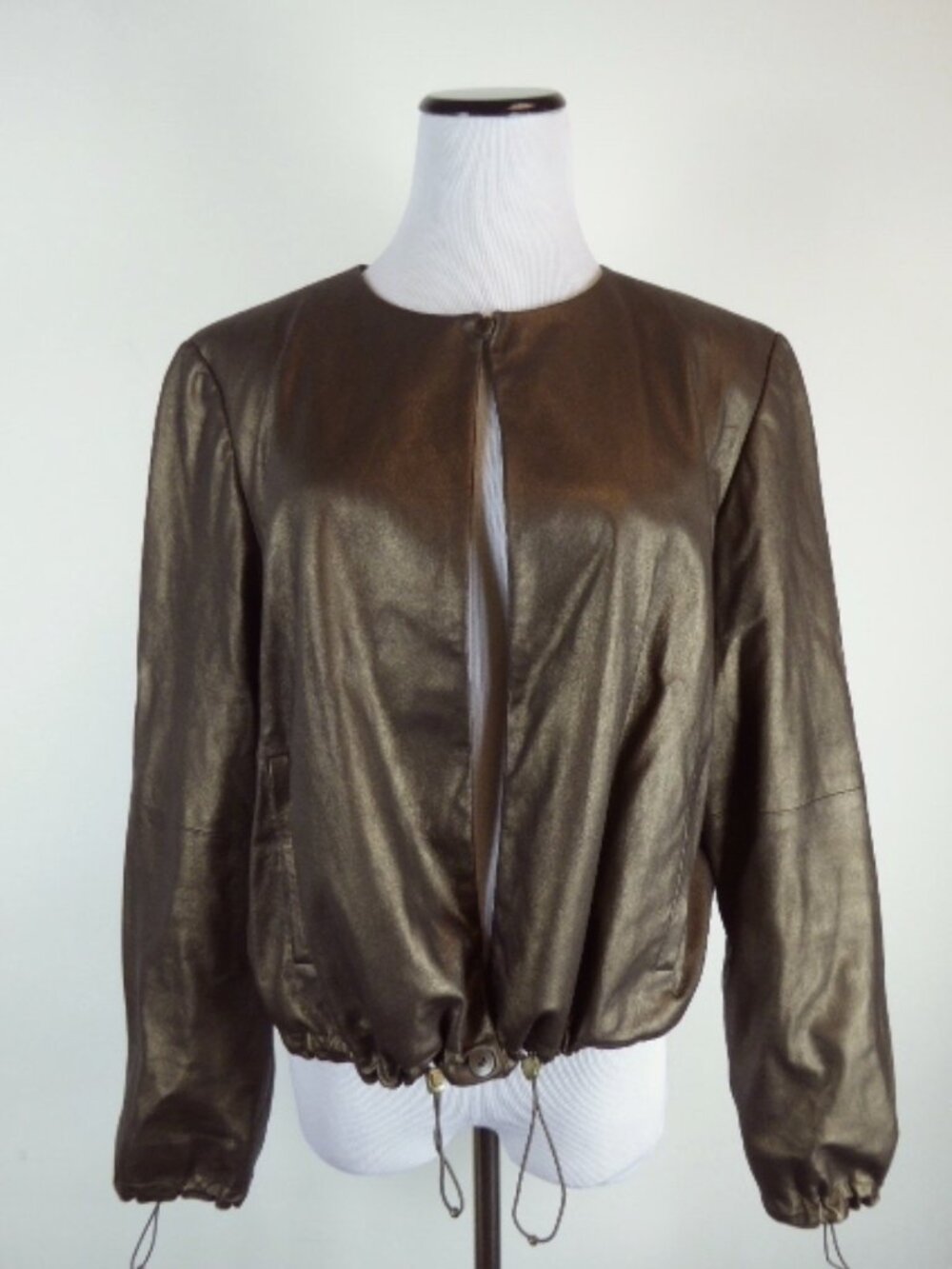 WORTH NY COPPER BROWN ZIP LEATHER JACKET coat pl